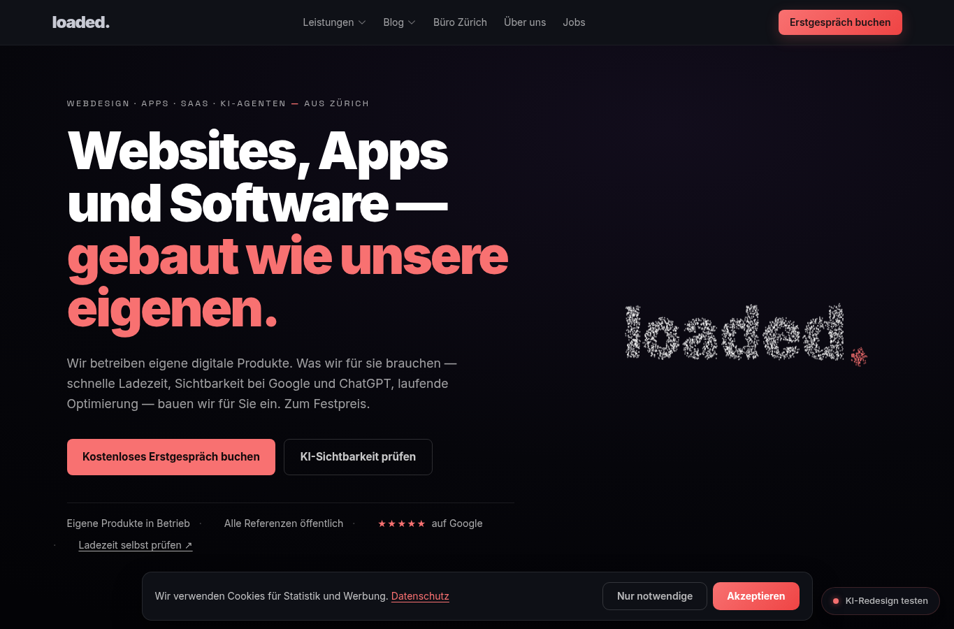 Website-Screenshot von loaded.ch