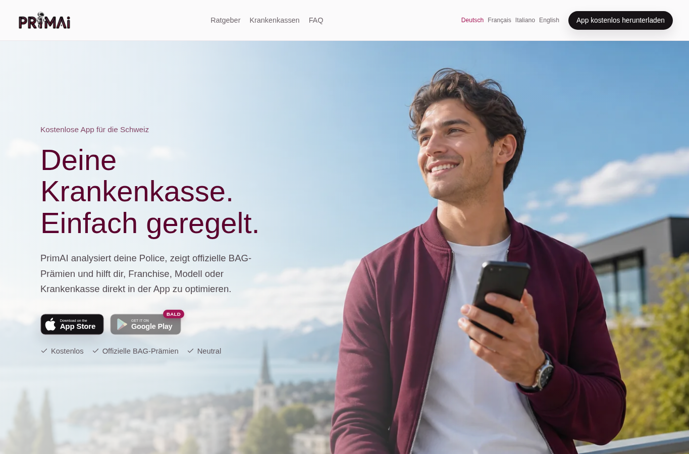 Website-Screenshot von PrimAI