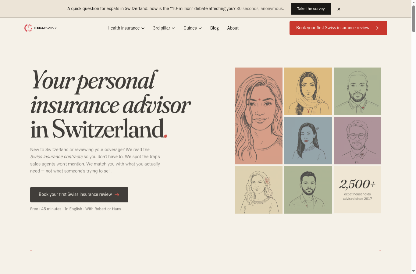 Website screenshot of Expat Savvy